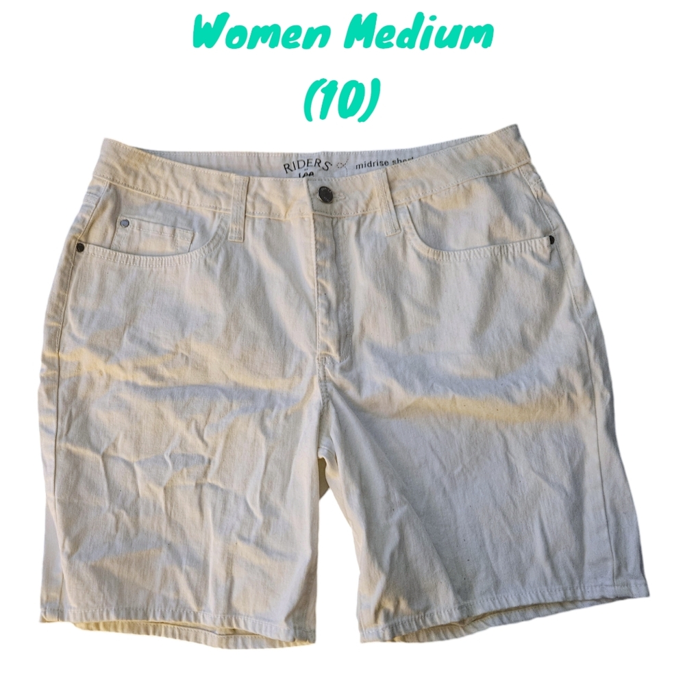 Riders By Lee White Mid Rise Short Mid Length Cuffed Unrolled Summer Women 10R